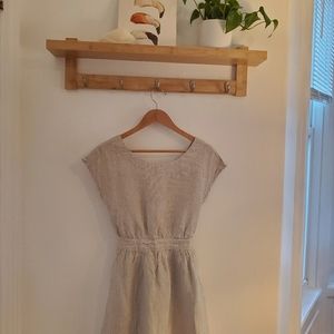 Mango cotton stripes button-back dress with cutout